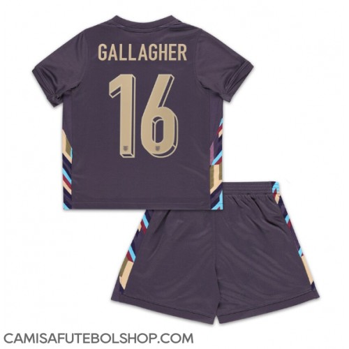 Camisa de time de futebol Inglaterra Conor Gallagher #16 Replicas 2º Equipamento Infantil Europeu 2024 Manga Curta (+ Calças curtas)